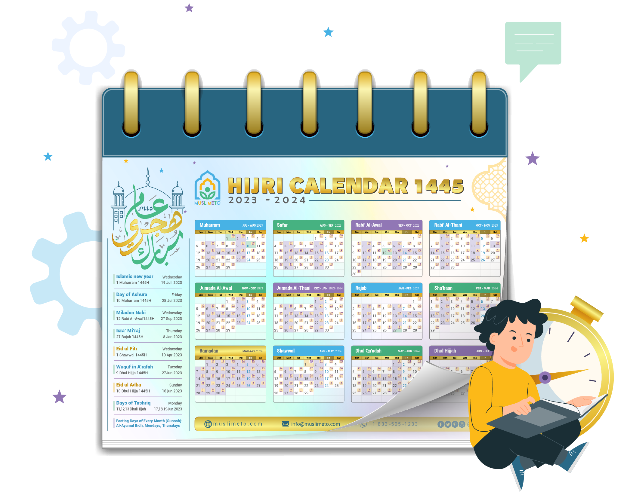 Muslimeto™ Hijri Calendar 1445-2023 FREE DOWNLOAD - Muslimeto™